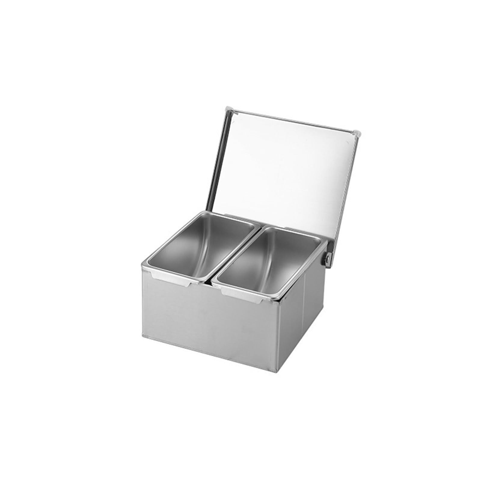 Buxuaaaa Multiple Section Seasonings Storage Box with Nonslip Bottom Practical Nonrust Steel Kitchen Accessory for Family Use Nonslip Seasonings Storage Container