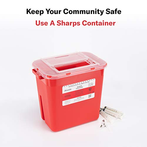 Alcedo Sharps Container For Home Use 2 Gallon (3-Pack), Biohazard Needle And Syringe Disposal, Professional Medical Grade #TOP6