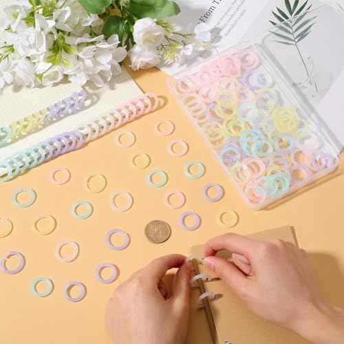 GORGECRAFT 150Pcs 5 Colors Binder Rings 1.45cm Plastic Loose Leaf Binder Rings Multi-Color Flexible Book Key Rings for Cards School Office Document Stack Home Scrapbook Notebook Keychain - Image 3