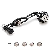 HEIGHTEN 改良型 70/45mm リール ハンドル シマノ(SHIMANO) ダイワ(DAIWA) アブ(Abu) ベイトリール 通用 V2.0 (ブラック/シルバー(ノブ)＆ブラック(ハンドル)) (127)