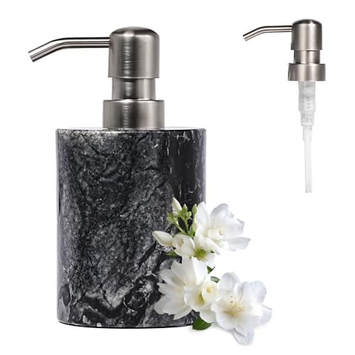 Amaauto Marble Soap Dispenser with Stainless Steel Pump, Black Hand Liquid Soap Dispenser, 6 Ounces for Bathroom