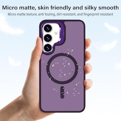 Image of DIZORO Samsung Galaxy S25 Case Compatible with Wireless Charging, with Camera Stand, Military Grade Drop Tested,Translucent Hard Back Soft Edge Back Cover Deep