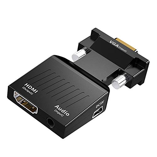 VGA to HDMI Adapter for Connecting Traditional VGA Interface Laptop, PC to HDMI Monitor or Projector, Cuxnoo 1080P VGA-HDMI Converter with 3.5mm Audio and Power Supply Port