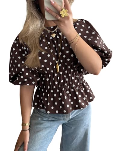 Cicy Bell Women's Polka Dot Puff Sleeve Top