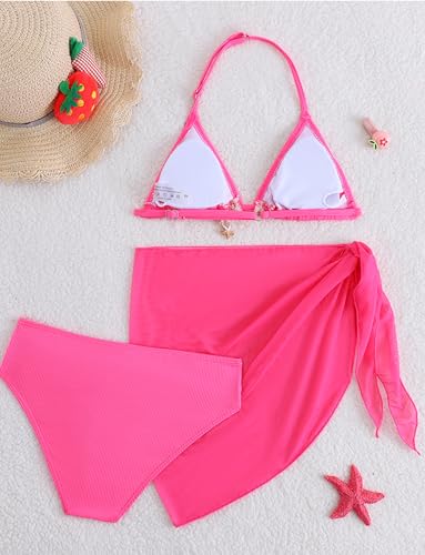 Bikini triangular para niñas traje de baño con falda para playa 4