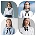 2 Pcs Women's Bow Ties, Black Polyester Short Thick & Long Thin Bow Pre-Tied Adjustable Bowties Ribbon Choker Accessories for Shirt Blouse Dress School Uniform Party Cosplay