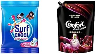 Surf Excel Easy Wash Detergent Powder, 5 Kg & Comfort Perfume Deluxe, Desire, Fabric Conditioner crafted with French perfume fragrances, 2 ltr pouch