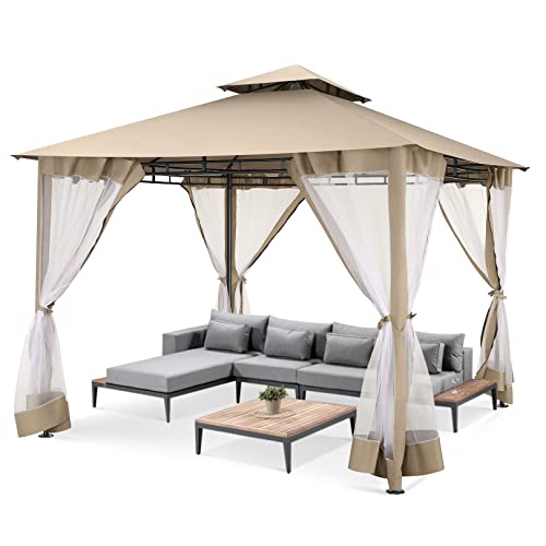 COBIZI Tonnelle kiosque de Jardin tonnelle Exterieur étanche 3x3m Tente Double Toit pour fête, arrière-Cour, terrasse pelouse et Jardin