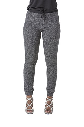 Poetic Justice Curvy Women's Black Marled Yarn French Terry Jogger Pants2