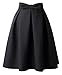 Hanlolo Vintage Rretro Womens High Waisted Pleated Knee Length Skater Midi Skirt Black