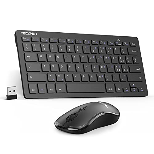 Goditi la comodità del wireless: la tecnologia wireless 2.4G offre una connessione stabile e potente fino a 15M. La tastiera e il mouse condividono un ricevitore Nano, che è memorizzato nella parte inferiore del mouse