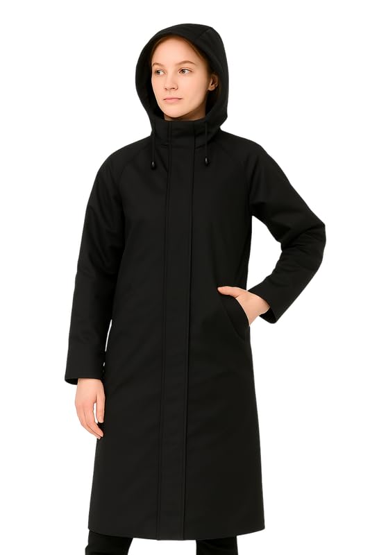 devil Women Overcoat – Waterproof Long Coat with Drawstring Hood (Brown,Multisize)-picture-0