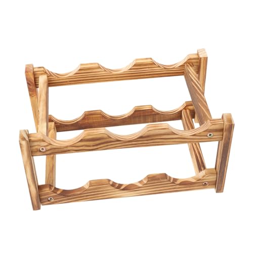Soporte para botellas de vino de madera carbonizada para 6 botellas miniatura 7