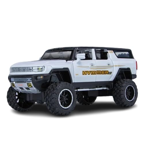Image of 1:24 Big Hummer EV Off-Road Toy Car Metal Pull Back Diecast Car with Openable Door and Sound Light, Gifts Toys for Kids【 White 】