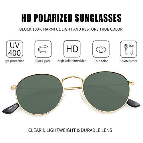 Image of Kursan Small Round Metal Polarized Sunglasses for Men Women Mirrored Lens Classic Circle Sun Glasses