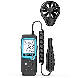 Aicevoos Anemometro Portatil Anemómetro Digital co...: ➤ MIDE LA VELOCIDAD DEL VIENTO EN 5 UNIDADES - Mide con precisión la velocidad del viento en 5 unidades: m/s(0-45), km/h(0-140), ft/min(0-8800), knots(0-88), mph(0-100), flujo de aire en CFM CMM. ➤ HUMEDAD DEL VIENTO Y TEMPERATURA DEL VIENTO - Mide l...