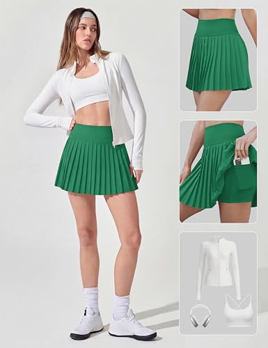 Image of Alaroo Pleated Tennis Skirt for Women with Pockets Shorts Skort | High Waisted Golf Athletic Skorts Running Workout Skirts