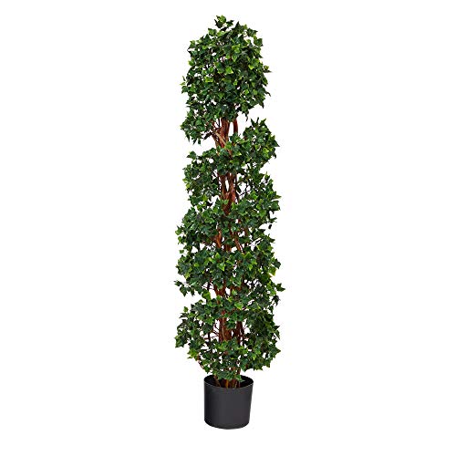 Nearly Natural 4.5ft. English Ivy Spiral Topiary Artificial Tree with Natural Trunk UV Resistant...