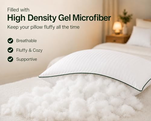 Image of Premium Hollow Fiber Bed Pillow Set of 2 (16 inchx24 inch) - Soft, Fluffy & Hypoallergenic | Machine Washable | Sleeping, Home & Daily Use | 6 Months Warranty