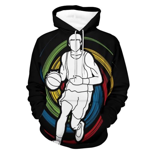 Hoody Sweatshirt Basket-Ball UMENG Pull Manches Longues avec Capuche Ajustable Taille S