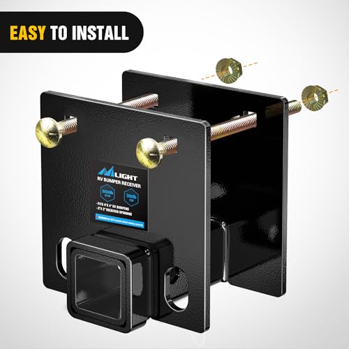 Image of Nilight RV Bumper Hitch Receiver Fits for 4 inch X 4 inch Square RV Rear Bumpers 2 inch Receiver 3500 LBS Capacity Bolt-On Heavy Duty Steel for Camper Bike Racks Cargo Carriers