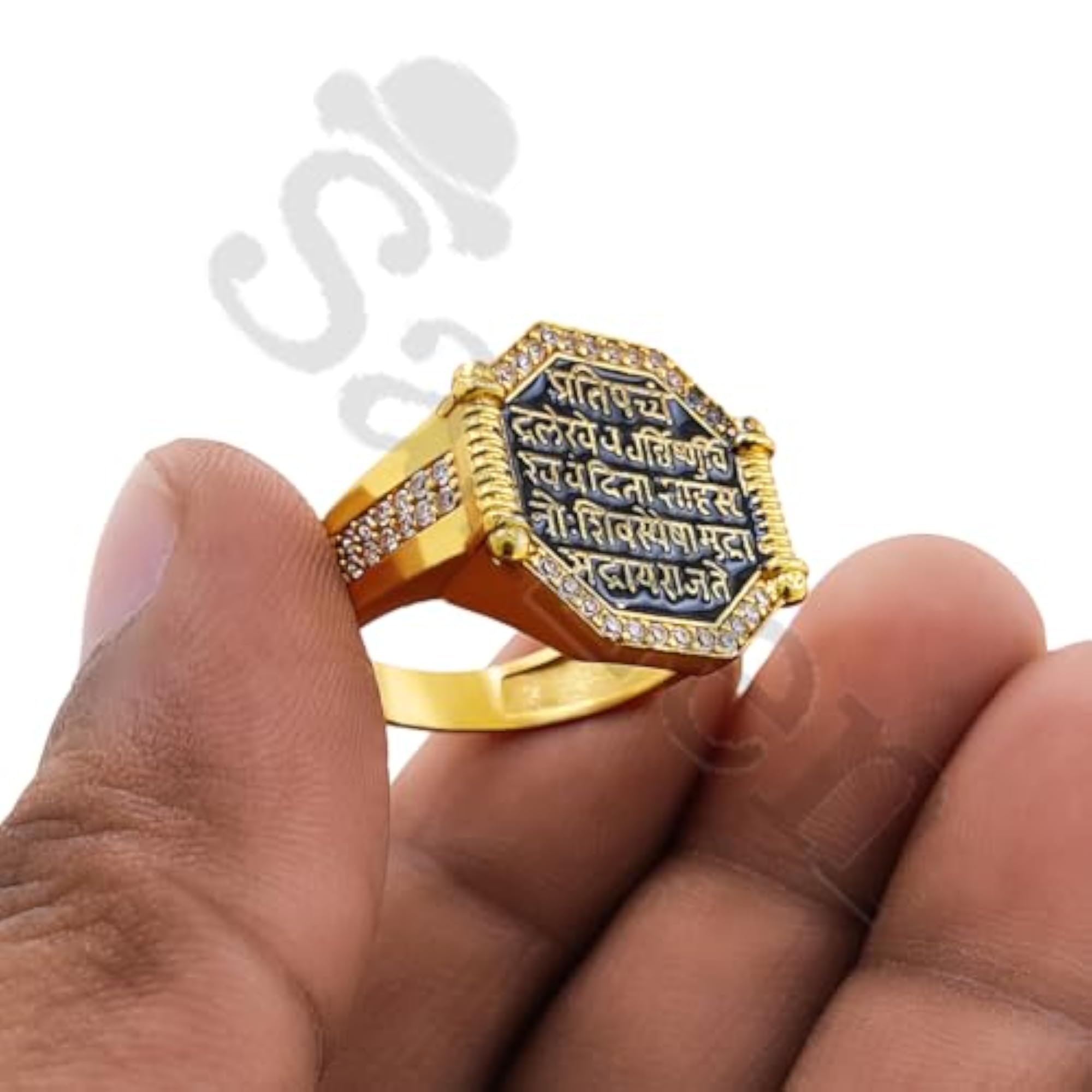 Gold Plated Raj Mudra Finger Ring for Men