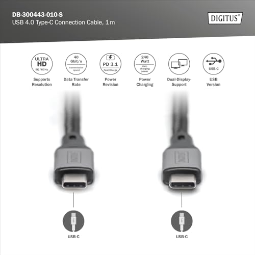Digitus DB300443010S Cavo Di Collegamento Usb 4.0 Tipo C 1Mt - 2