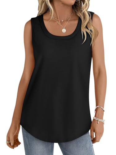 Bliwov 2 Pack Womens Tank Tops Scoop Neck Summer Fall Winter Fashion Sleeveless Shirts Beach Loose Casual Workout Clothes3