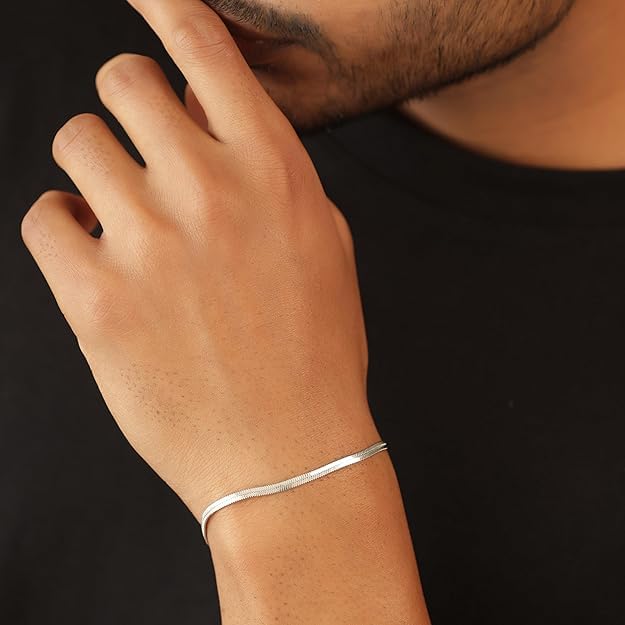 Image of Elegant Snake Chain Bracelet for Men & Women | Premium Finish Flexible Chain Design | Fashion Accessory with Secure Lobster Clasp for Stylish Look