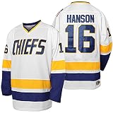 Herren Hanson Brothers Jersey, Charlestown Chiefs 16 Jack 17 Steve 18 Jeff Slap Shot Film Eishockey Jersey genäht Blau Weiß - - Klein
