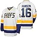 Produktbild Herren Hanson Brothers Jersey, Charlestown Chiefs 16 Jack 17 Steve 18 Jeff Slap Shot Film Eishockey Jersey genäht Blau Weiß - - 3X-Groß