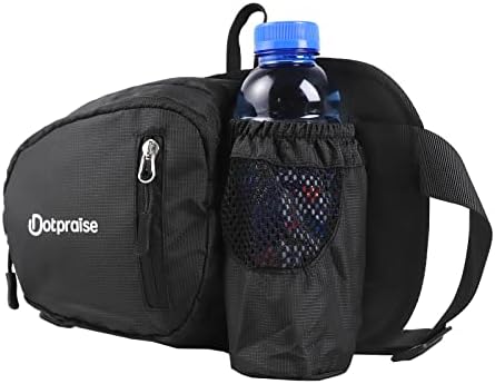 Dotpraise Hiking Fanny Pack with Water Bottle Holder, Hiking Waist Pack with Adjustable Strap and Multiple Pockets for Walking, Cycling, Travel and Visiting Parks