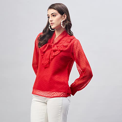 Image of Carlton London Women's Solid Polyester Blend Regular Fit Blouse