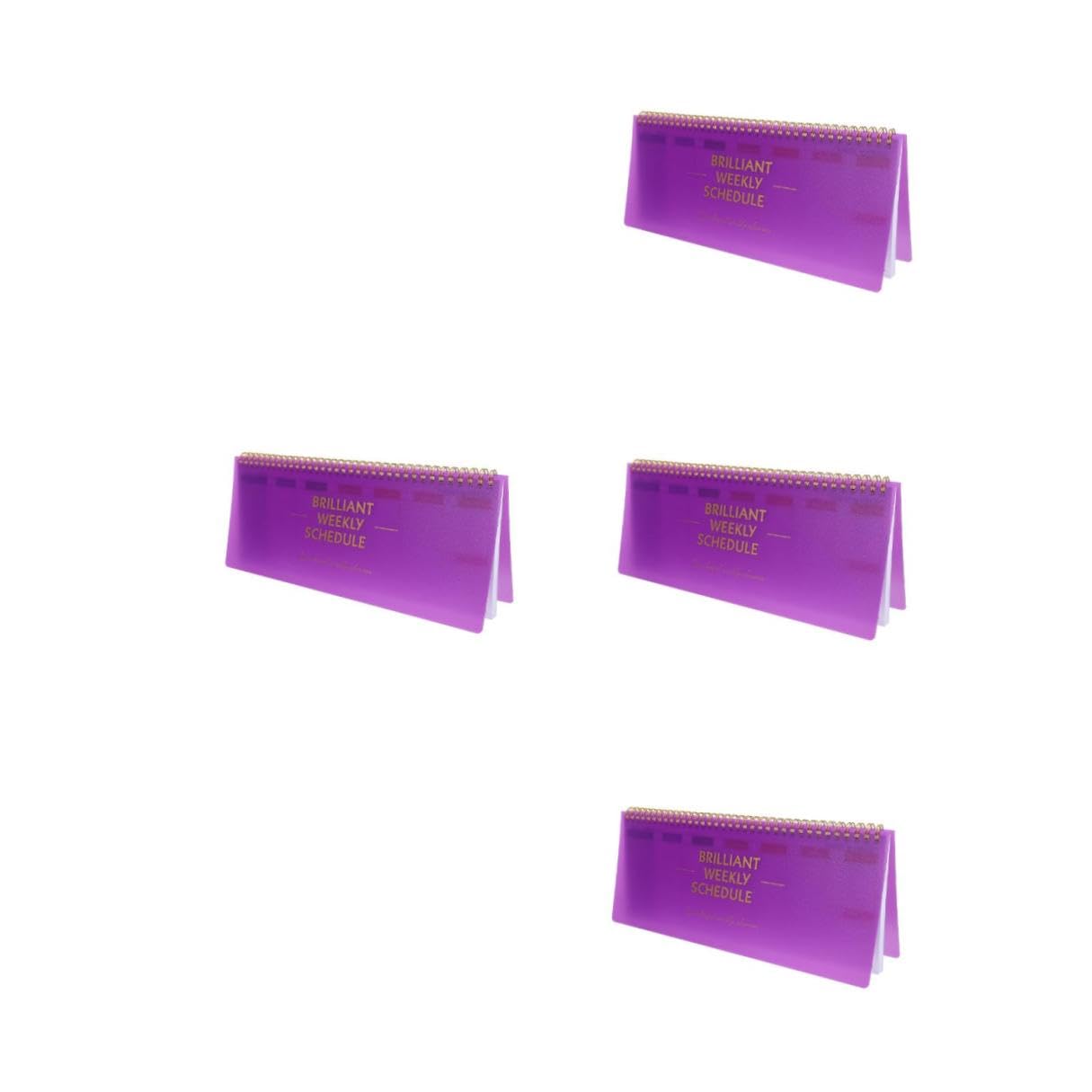 4 Piezas Planificador Semanal de Escritorio sin Fecha, Cuaderno de Notas con Pestañas Desprendibles, Diseño por Horas para Organización Diaria, Hojas Moradas para Tareas y