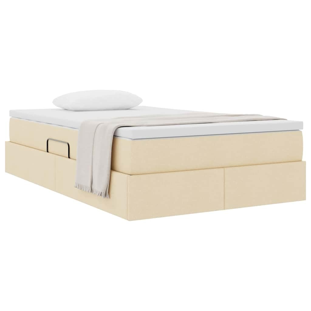 Lit rembourré avec matelas Crème 120 x 200 cm Lit en polyester avec espace de rangement