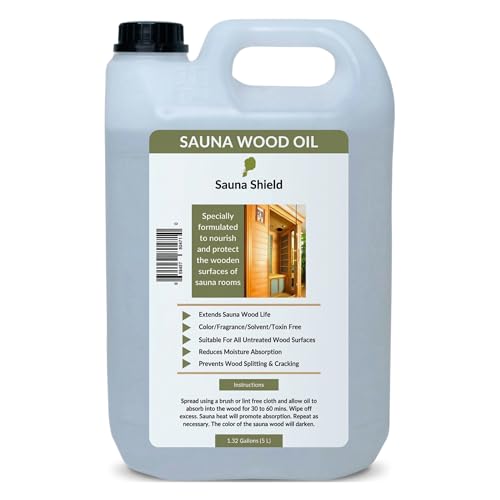 Sauna Shield Sauna Wood Oil - 1.32 Gallons - 100% Pharma-Grade Paraffin Oil | Protects & Nourishes...