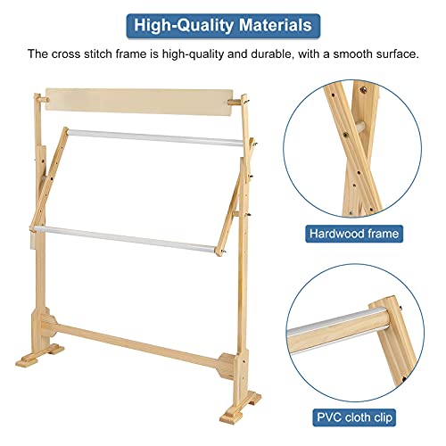 Ejoyous Embroidery Cross Stitch Frame Stand, Large 360°Adjustable Embroidery Wood Stand - Image 2