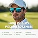 Fanshen Polarized Sunglasses for Men Women, UV Protection Lightweight Mens Sun Glasses for Driving Fishing Golf Cycling (Black&Ice Blue&Red)