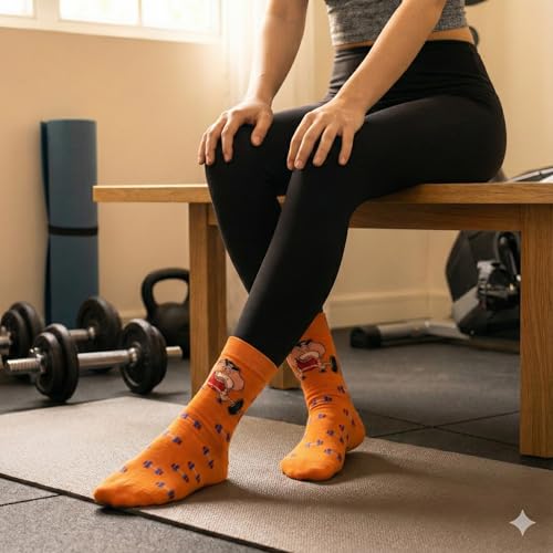 Image of THELA GAADI Shinchan Socks - Pure Cotton Crew Length Printed Funky Cartoon Socks for Men & Women | Odour Free & Beathable | Free Size & Unisex