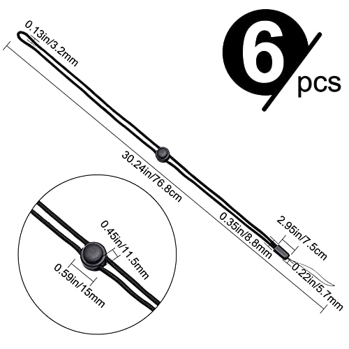 GORGECRAFT 6Pcs Adjustable Neck Lanyard Strap Around The Neck Polyester Keys Pen Phone Id Badges Holder Office Name Badges Straps with String Loop for Camera Usb Sticks Whistles, Black - Image 2