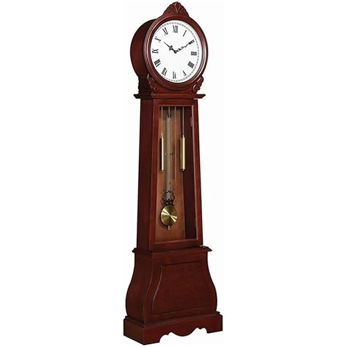 Coaster Home Furnishings Grandfather Clock with Chime Brown Red, 9"D x 20"W x 71.75"H