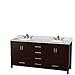 Wyndham Collection 72" Double Bathroom Vanity in Espresso, Ivory Marble Countertop, Undermount Oval Sinks, and No Mirror
