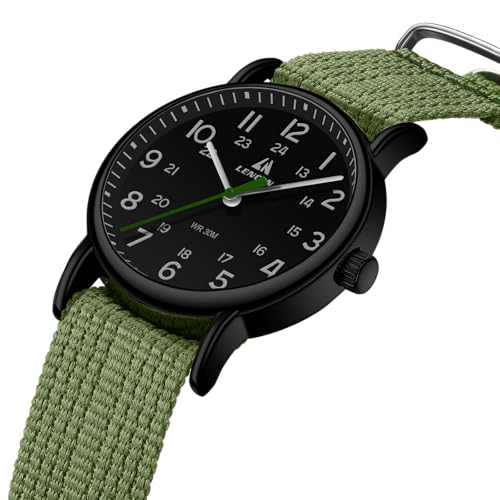 Image of LN LENQIN Mens Watches Unisex Military Sport Nylon Strap Stylish Luminous Fashion Analog Quartz Watch for Men Waterproof Army Tactical Casual Wristwatch