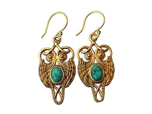 Turquoise Brass Earrings Designer Floral Traditional Earring Jewellery Boho Earrings Tribal Earrings Dangles #TOP13