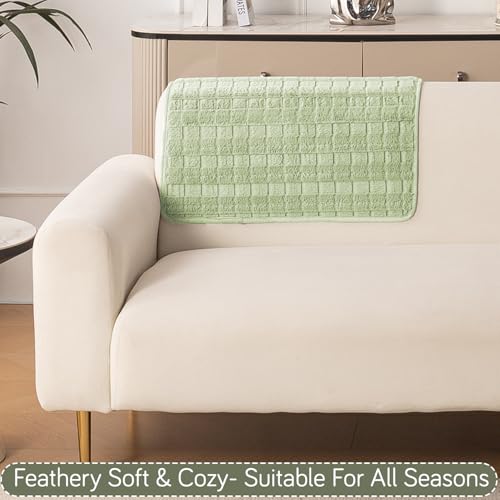 Image of HOKIPO 'Plush Haven' Premium Anti-Slip Backrest Mat | Soft Fluffy Plush Fabric, Pastel Green - 1 PC (AR-6256-GRN)