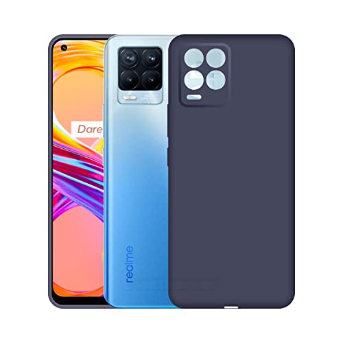 Image of Case Creation Liquid TPU Silicone Cover for Realme 8 Pro Soft Case,Anti-Dirty Slim Case Frosted Matte Candy TPU Raised Bezel (Splash of Color) Back Case Cover for Realme 8 Pro -Navy Electric Blue
