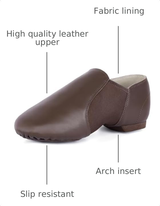 Image of Linodes Leather Upper Jazz Shoe Slip-on for Women and Men's Dance Shoes