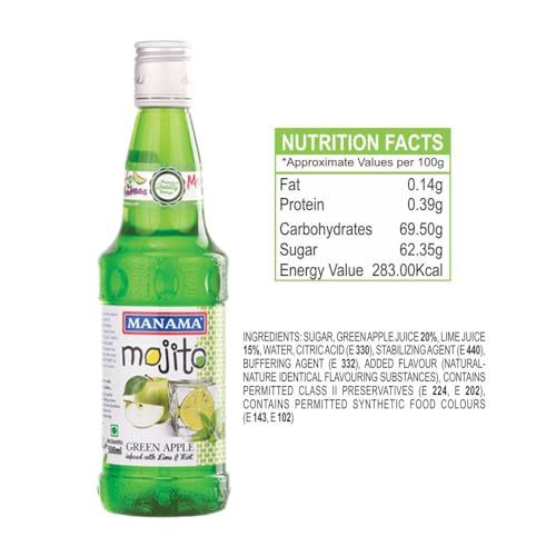 Image of Manama Green Apple Fruit Syrup for Mocktails and Cocktails (750ML)