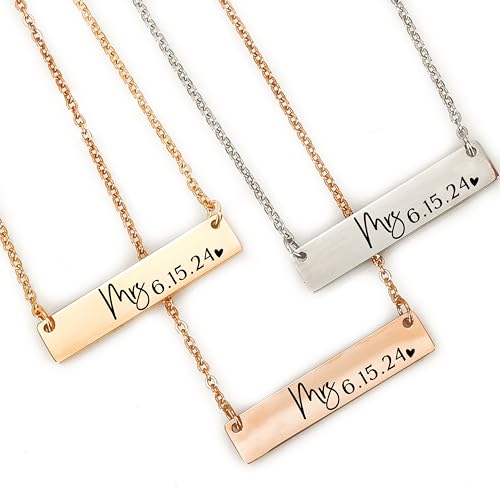 Mrs Necklace Gold Future Mrs Necklace Wedding Date Necklace Personalized