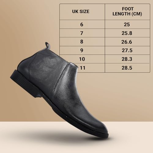 Image of STANPHORD Men Chelsea Ankle Boots | PU Zip Closure | Solid High-Top Casual Semi-Formal | Cushioned Insole | Office Outdoor Travel Wear (TPSL S16)
